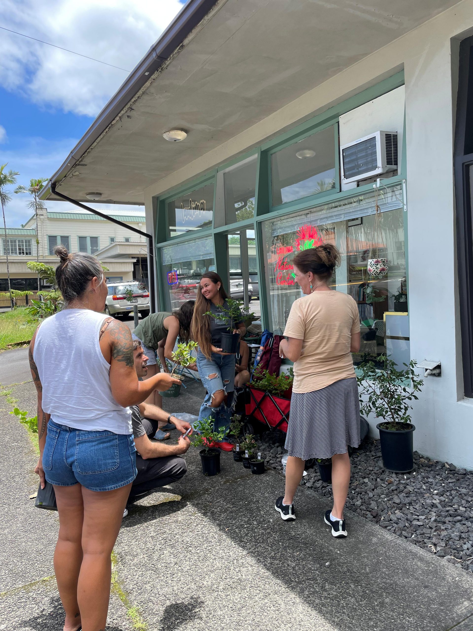 In Hilo, we partnered with Laulima Nature Center to host a seed cleaning workshop. Seeds will turn into future native seedlings to be used in our workshops. We also adopted out some ʻōhiʻa and alaheʻe!